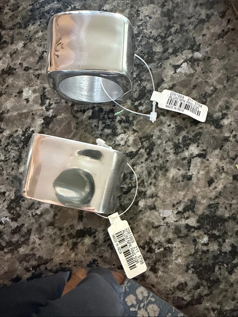 Pottery Barn Silver Square Metal Napkin Rings - Set of 7